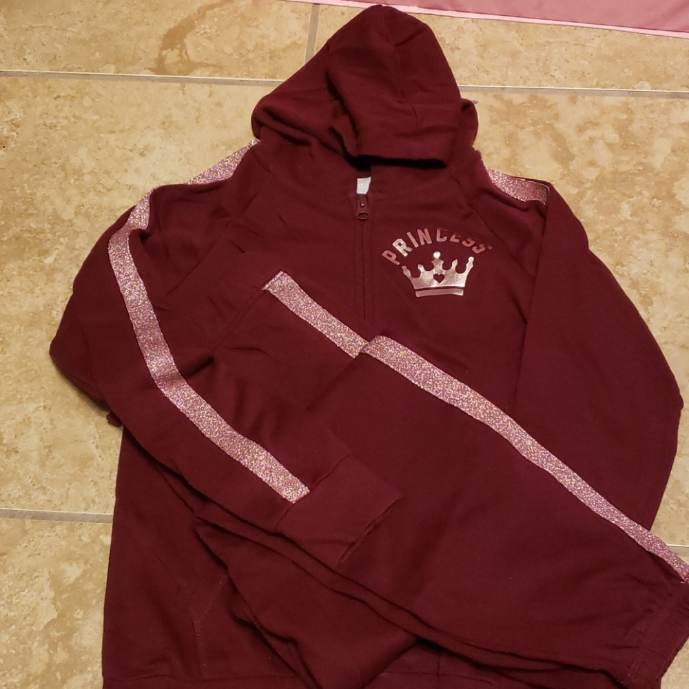 Maroon and pink glitter warmup set
